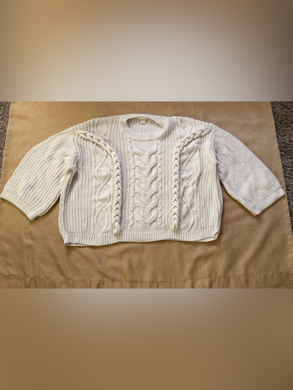 H&M Cream Cable-Knit Crewneck Sweater